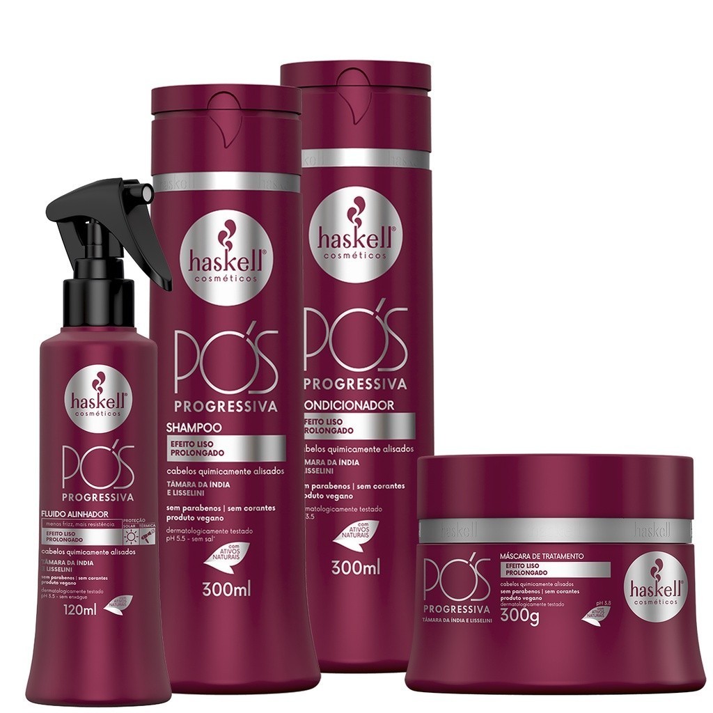 Kit Haskell Pos Progressiva Shampoo Condic Mascara 300ML/G + Fluido ...