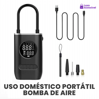 Mini Compressor de Ar Portátil - Recarregável, Digital e USB, para Pneus, Moto, Bike, Bola e Piscina. Rápido e sem fio!