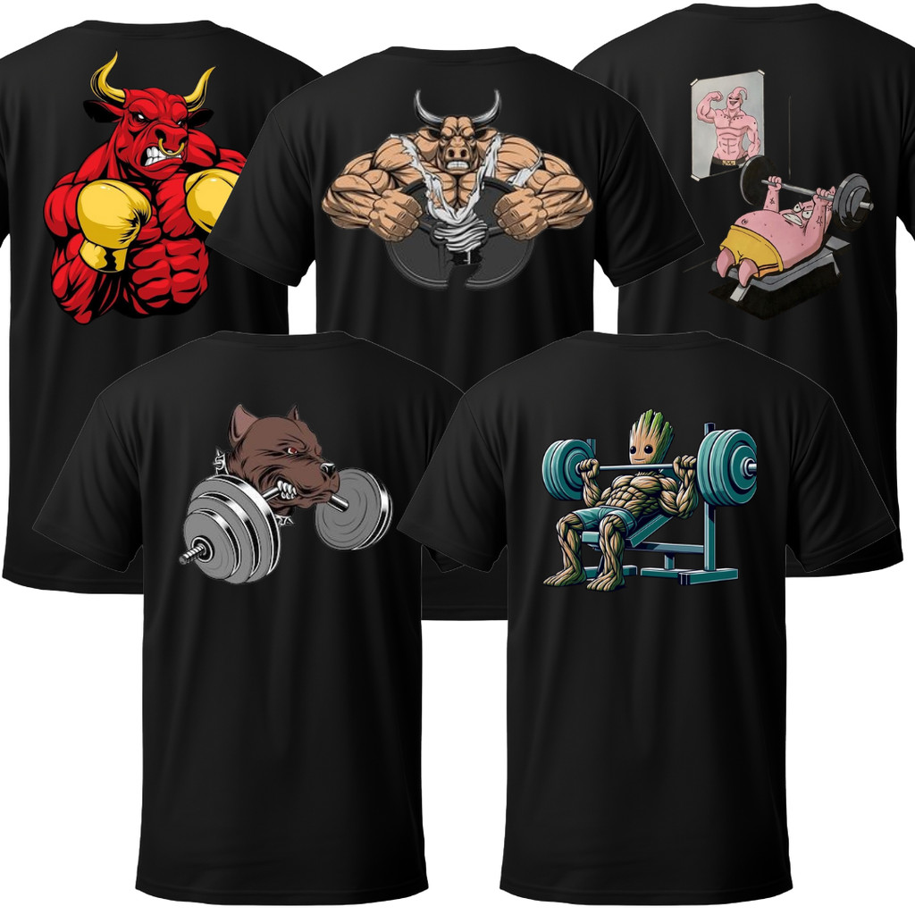Kit 5 Camisetas Academia Streetwear Hendari 100% Algodão - 1215
