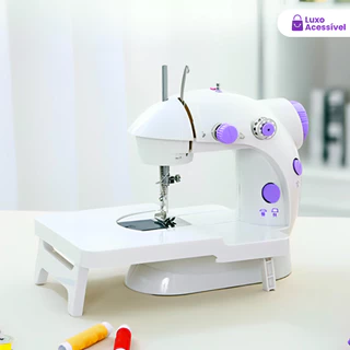 Máquina de Costura Portátil Elétrica com Pedal, Mesinha e Bivolt (110V/220V)
