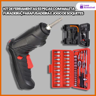 Parafusadeira/Furadeira 47 Peças à Bateria com Carregador USB e Função Dupla