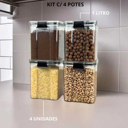 Monte seu kit pote hermético para mantimentos de cozinha dispensa armário plástico