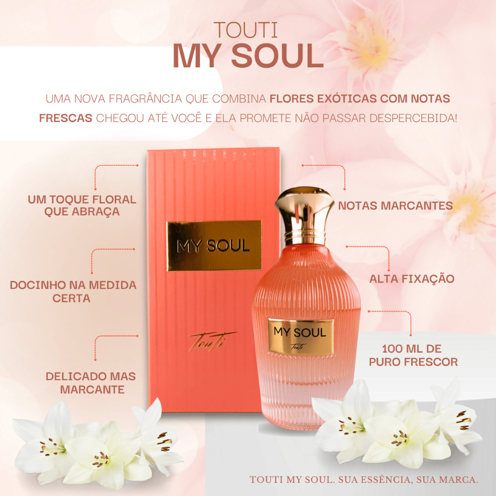 PERFUME TOUTI MY SOUL FRAGRÂNCIA DE ALTA FIXAÇÃO SEDUCAO INTENSO