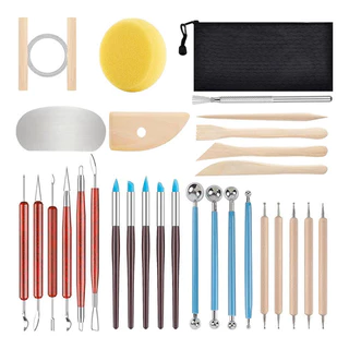 Kit 30 Ferramentas de arte plasticina Cerâmica-adultos e crianças