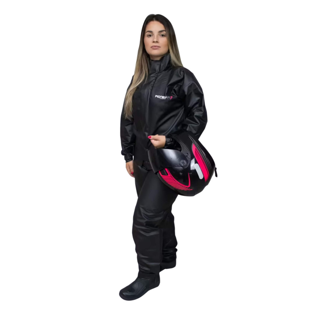 Capa de Chuva Feminina de PVC Combate Gola na cor Preta G Pioneira - 2900FEM-F-PRE-G em Oferta na Shopee