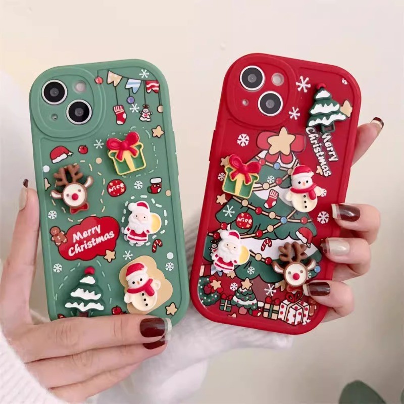 IPhone 16 15 14 13 12 11 Pro Max X XR XS 7 8 Plus INS 3D Boneca De Natal Caso De Telefone Macio
