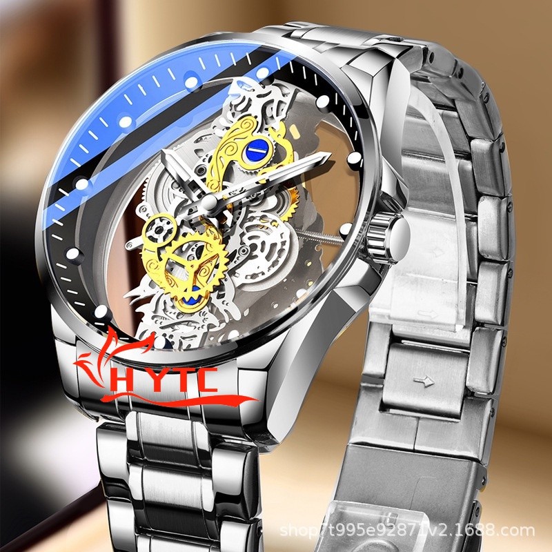 Movimento de Tourbillon esqueleto mecanico transparente dupla face do homens relogio totalmente automatico Shopee Brasil