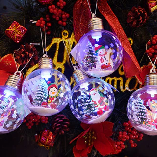 Kit 6 Bolas De Natal Com Led Pisca Pisca Decoradas Perfeitas Para Decoração Natalina Kit com 3 ou 6