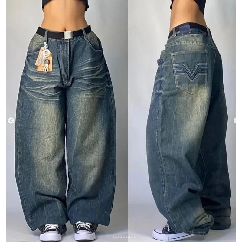 Wexwear jeans novo y2k harajuku hip hop carta bordado retro