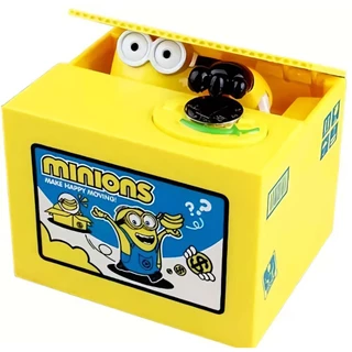 Minions piggy bank automatic money coin steal electronic box plastic doll Gift em Oferta na Shopee