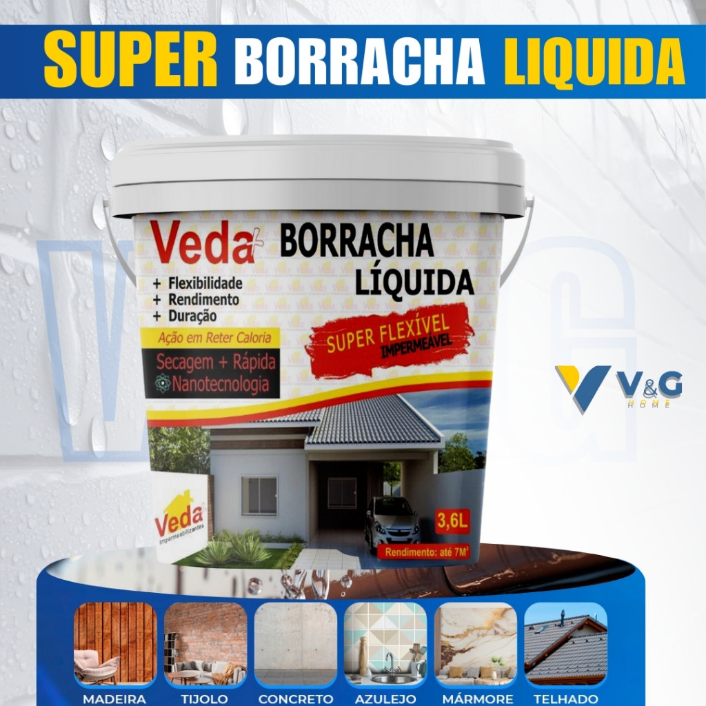 SUPER Borracha Líquida 3,6L Impermeabilizante para Lajes Telhados ...