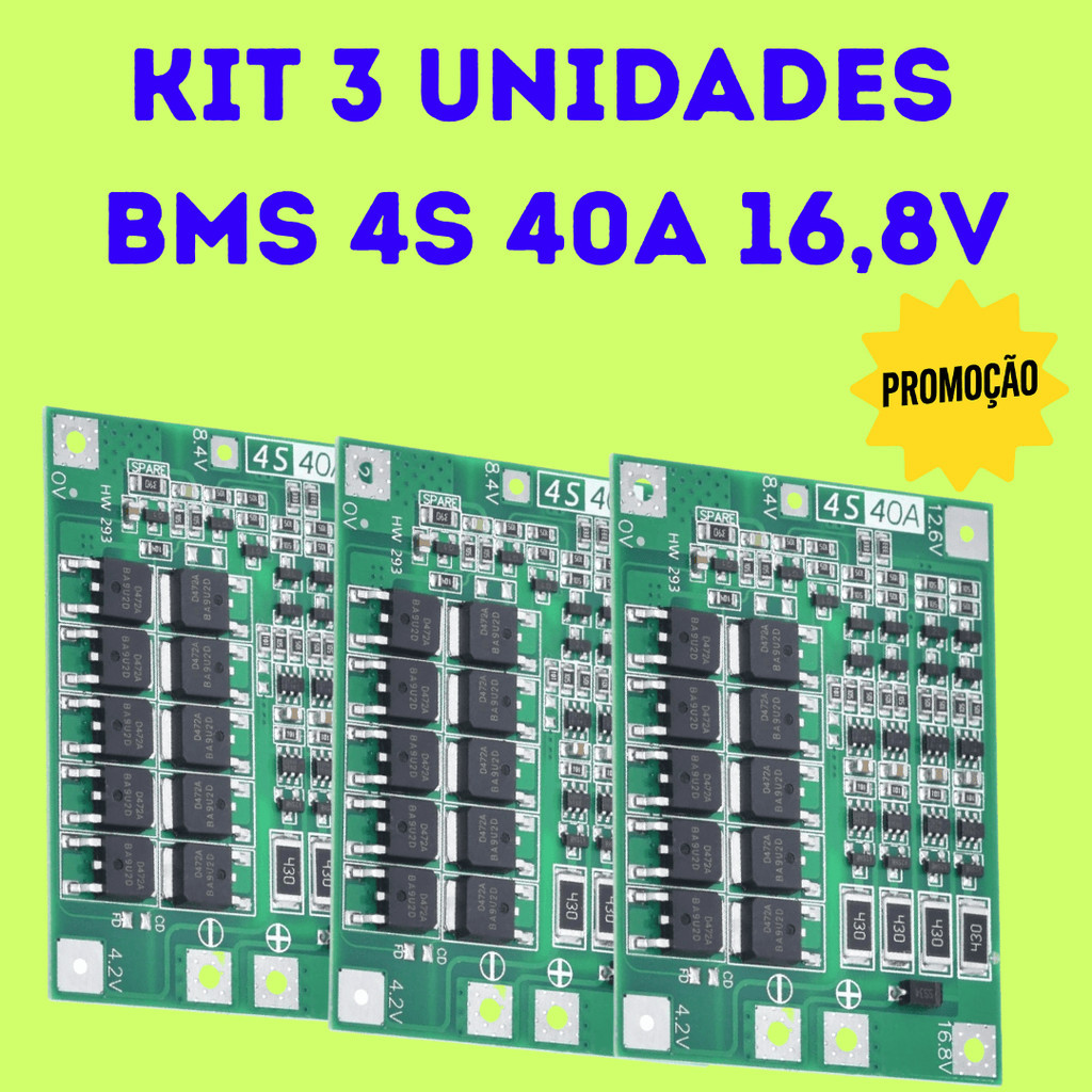 Protezione Batterie Li-ion Scheda BMS 4S 40A Per Batterie Li-ion - Protezione Carica/Scarica 14.8V/16.8V Scheda Bms Li-ion
