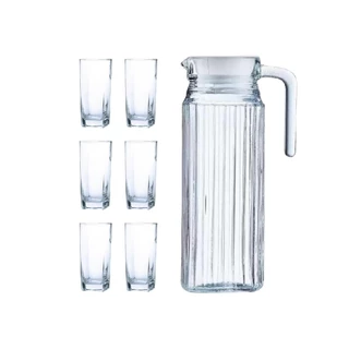 Kit 6 Copos Bali Transparente 320ml e 1 Jarra Suiça 1L