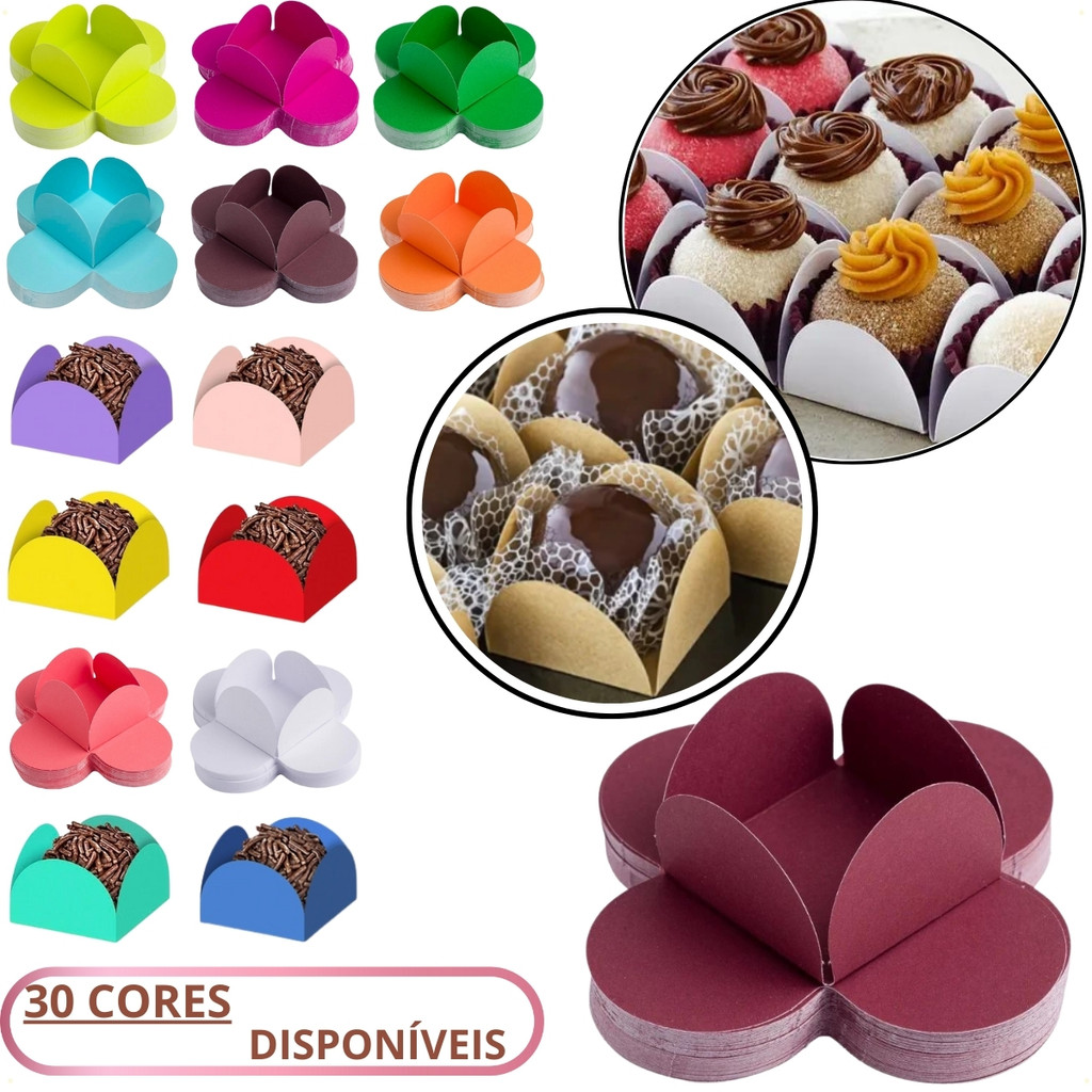 Forminhas Petalas 35mm Caixeta Brigadeiro Doces Finos Festa Anivers rio 