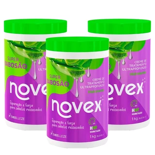 Kit 3 Cr De Trat Novex Super Babosao 1kg em Oferta na Shopee