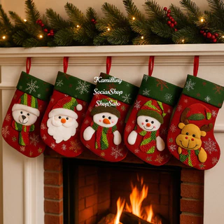 Kit Meia Bota Natalina Decoração Para Árvores De Natal Estampada Pendente Enfeite Natal