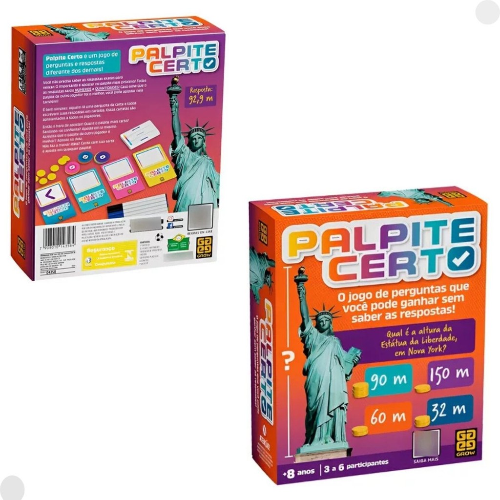Jogo De Perguntas Palpite Certo 04358 - Grow | Shopee Brasil