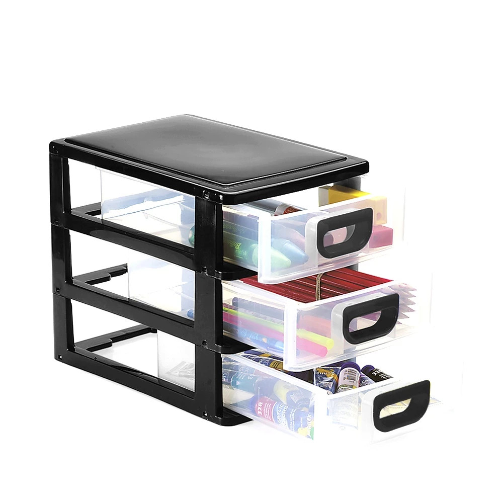 Gaveteiro Organizador De Mesa Micro Porta Tudo 3 Gavetas Transparentes