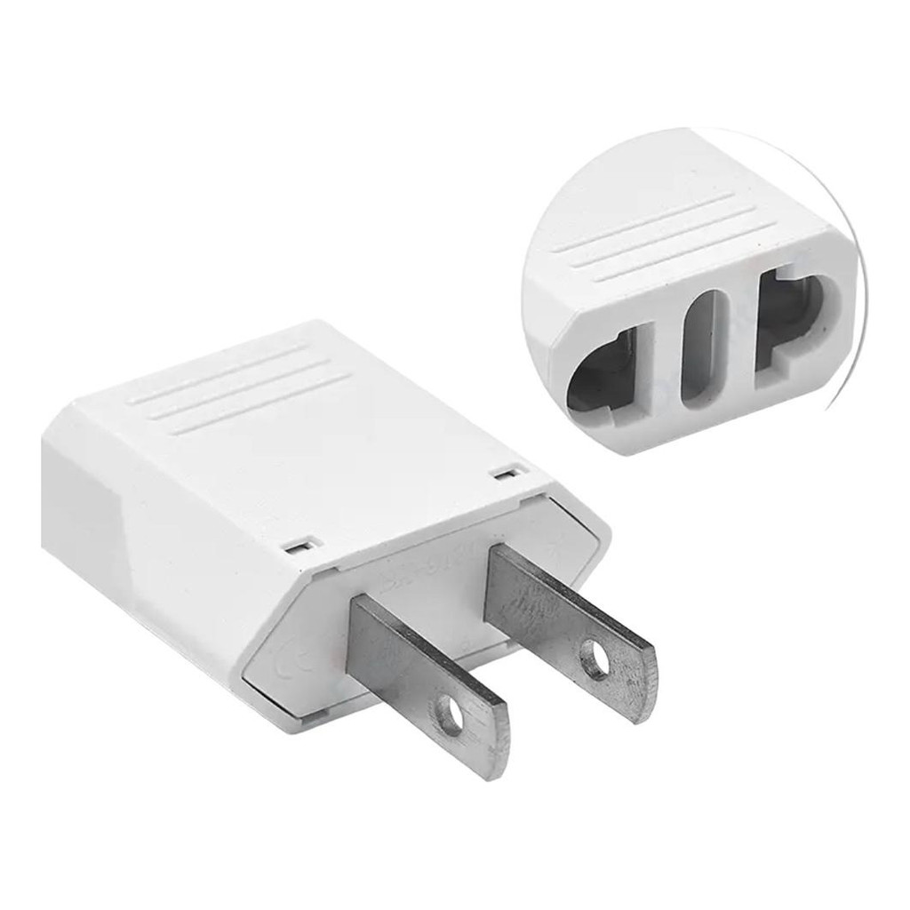 Adaptador tomada branco pino saída chato us 1 unidade