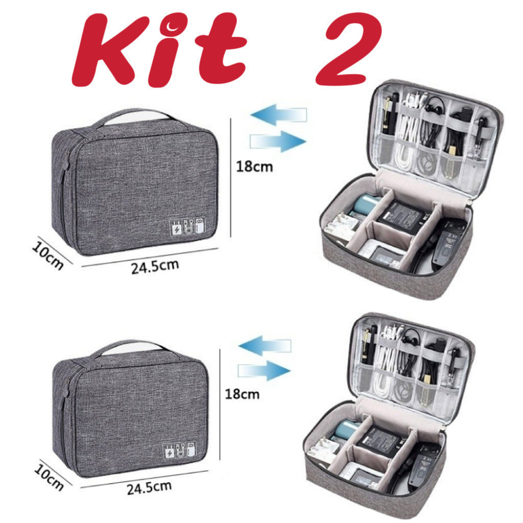 Kit 2 Bolsa De Armazenamento De Cabo De Dados Digital Multifuncional Viagem Necessário alex