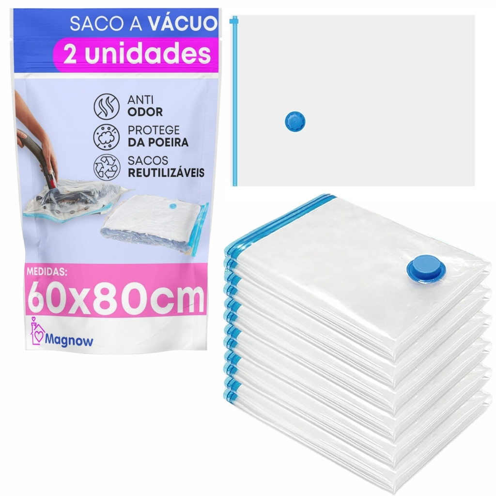 kit 2 Saco A Vacuo Vac Bag Organizador 60x80cm Viagem Mala | Shopee Brasil