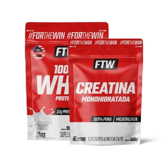 Kit 100% Whey Leite refil 900gr e Creatina refil 500gr Ftw