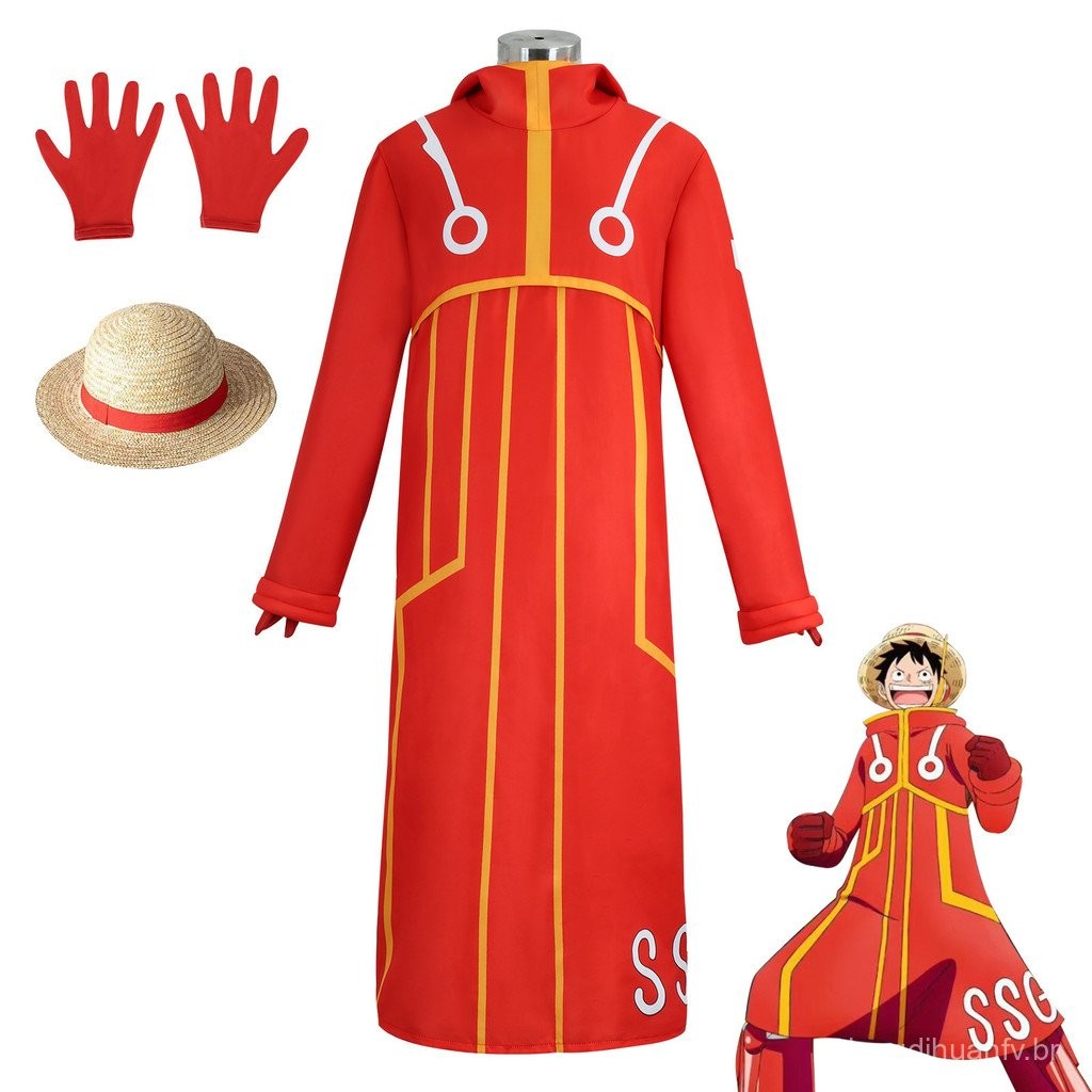 Roupas de Cosplay One Piece Monkey D. Luffy Cabeça de Ovo Ilha do ...