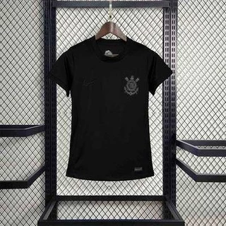 UNIFORME NOVA Camisa Feminina do Corinthians Toda Preta Babylook 2024 - 2025 Ed. Blackout Camiseta All Black Timao !