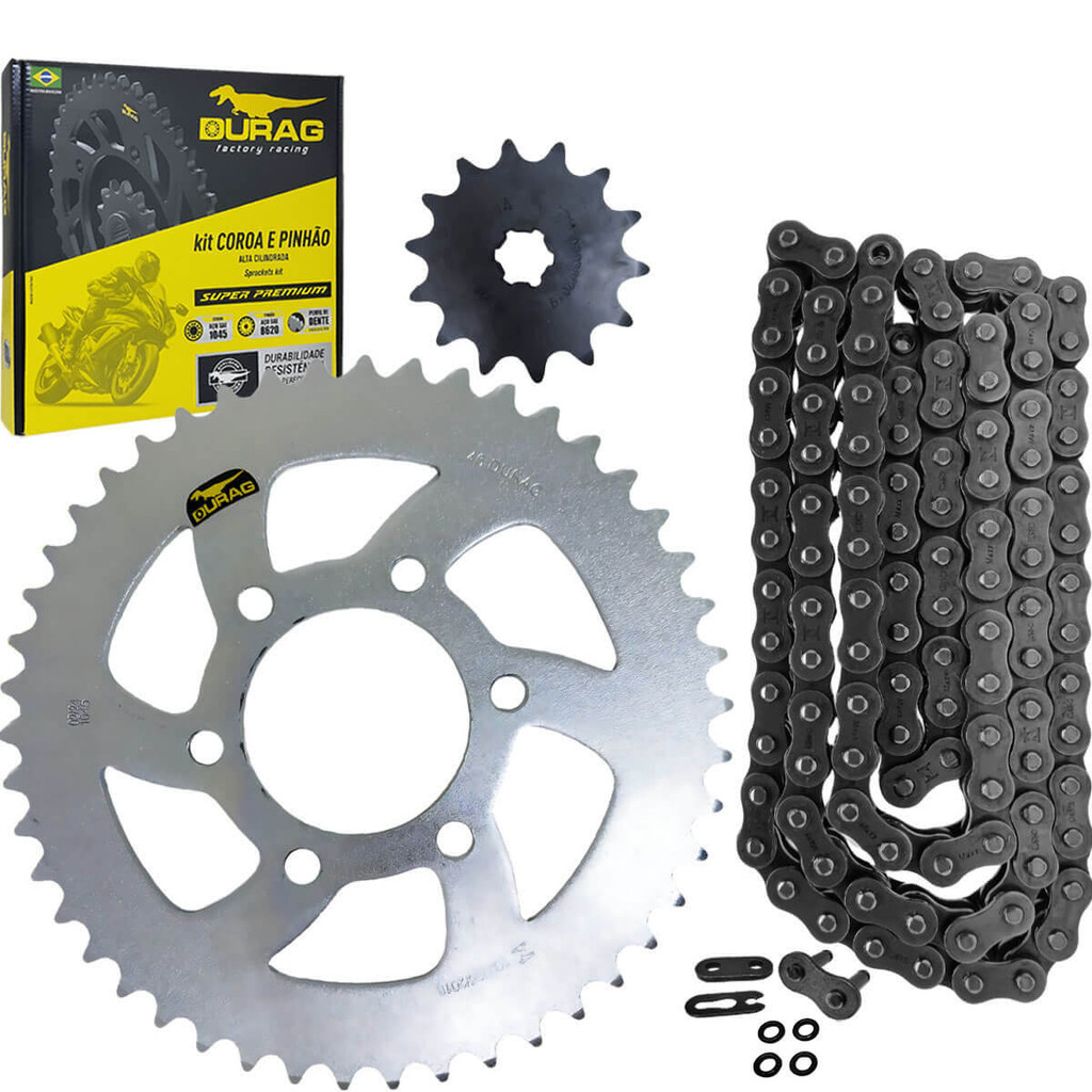 Kit Relação Transmissão Kasinski Mirage 250 2001 a 2013 Com Retentor Reforçado Aço 1045 Durag + Maxx