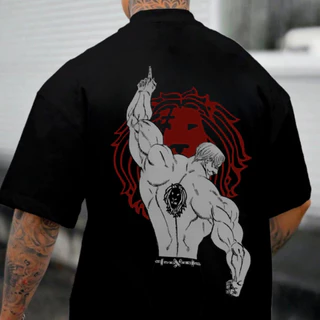 2025 Novo Camiseta Oversized Masculina Nanatsu no Taizai Série Anime Escanor 7 Pecados Capitais Leão Camisa