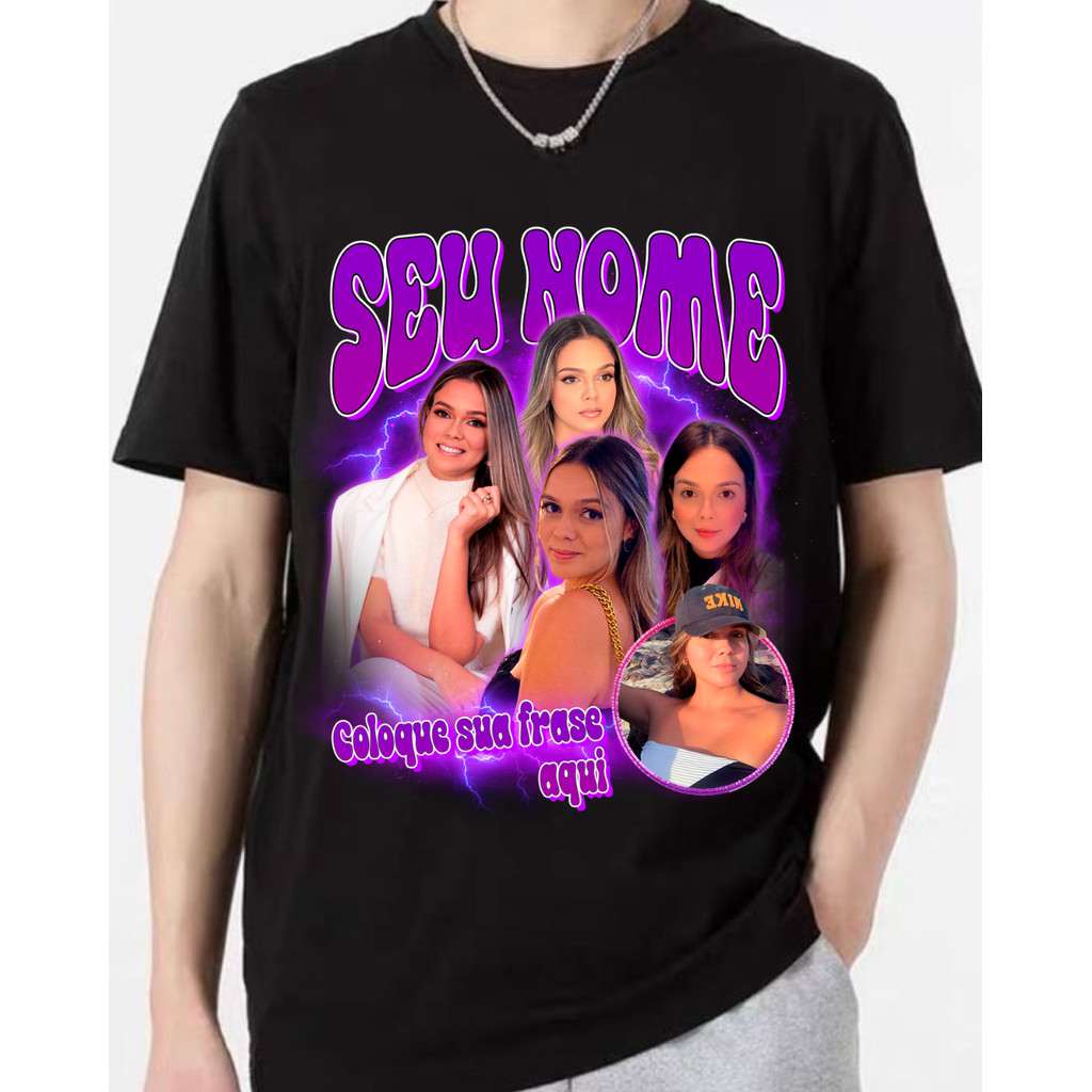 Camiseta Básica Com Foto Nome Frase E Arte Bootleg Do P Ao G3