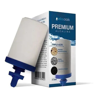 VELA PARA FILTRO DE BARRO AGUA ALCALINA TRIPLA AÇÃO PREMIUM - OASIS (PRATA/MICROPOROS/CARVÃO)