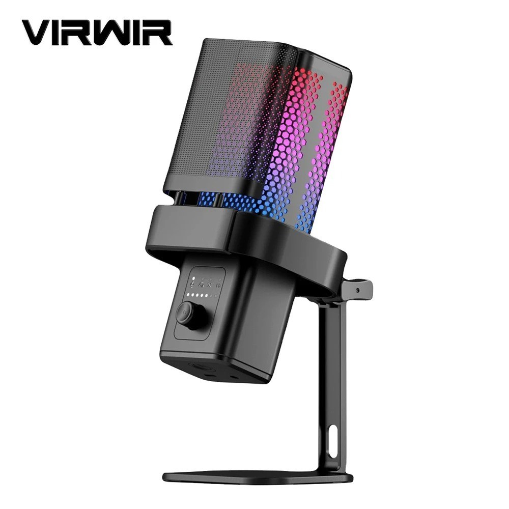 VIRWIR-USB Microfone Dinâmico para Gravação PC, Botão Mute, Gaming Mic, Studio Singing, Podcasts, Transmissão ao Vivo