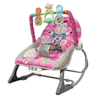 Cadeirinha De Descanso Vibratória Para Bebe Musical Balanço Com Mobile Rosa - Kababy em Oferta na Shopee