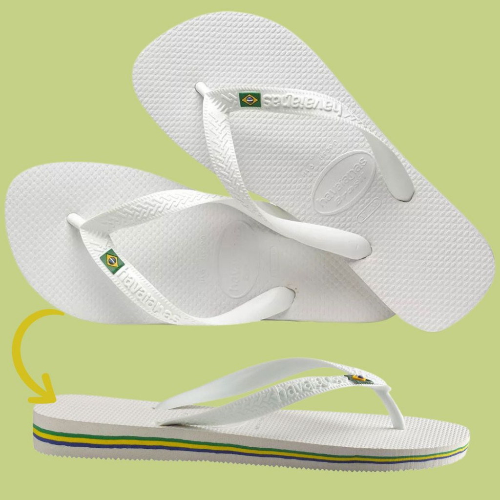 Chinelo havaianas branca Masculino Bandeira do Brasil borracha leve ...