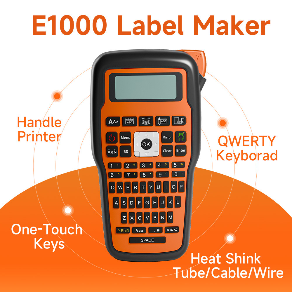 E1000 PRO Impressora Portátil Fabricante De Etiquetas Tze-231 Etiqueta Fita Teclado Industrial