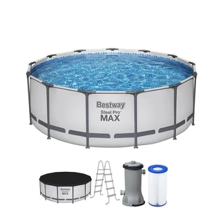 Piscina Estrutural 12.690L Steel Pro Max Circular + Escada + Filtro 110V ou 220V + Capa Bestway