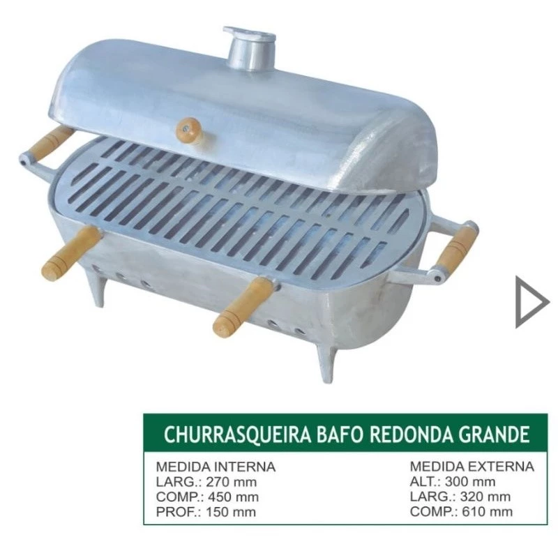 Churrasqueira a Bafo Grande em Alumínio Fundido