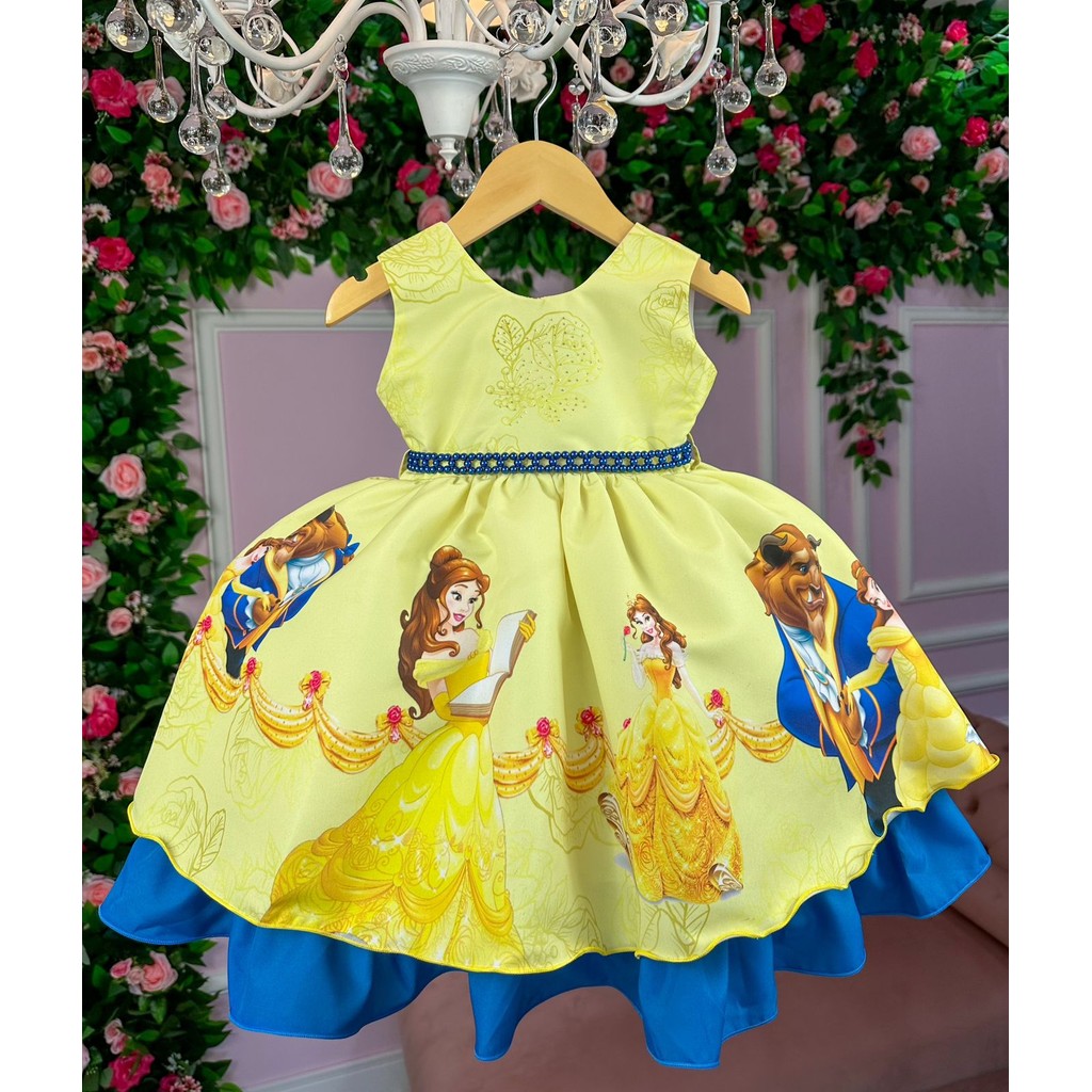Vestido Tematicos da Miss A Bela e a Fera | Shopee Brasil