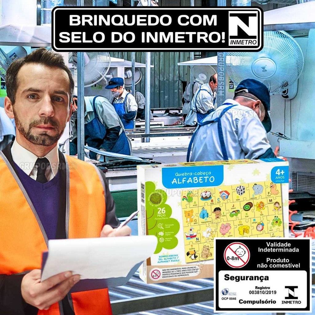 Brinquedo Educativo Quebra Cabeça Infantil Alfabeto Madeira MDF 4