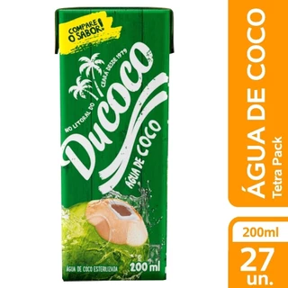 Água De Coco 200ml Ducoco Tetra Pak - Embalagem com 27 Unidades em Oferta na Shopee