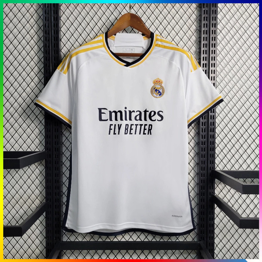 23/24 Real Madrid HM Branco Home Camisa De Futebol AWLD