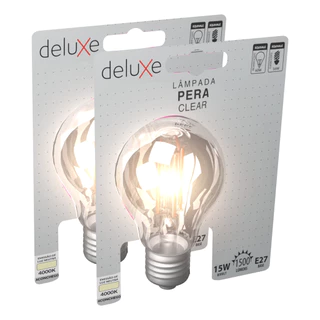 Kit 2 Lampada Led Pera Filamento Clear 15W 4000k E27 Deluxe