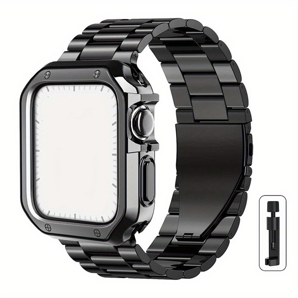 Pulseira De Metal + Capa À Prova De Choque Para Apple Watch Series Ultra SE 10 9 8 7 6 5 4 3 2 1 Relógio De Aço Inoxidáv