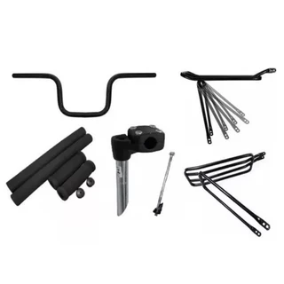 Kit Guidão Tipo Moto cg titan retro + Mesa + Espuma + Garupa Bagageiro para bike bicicleta aro 20 24 26