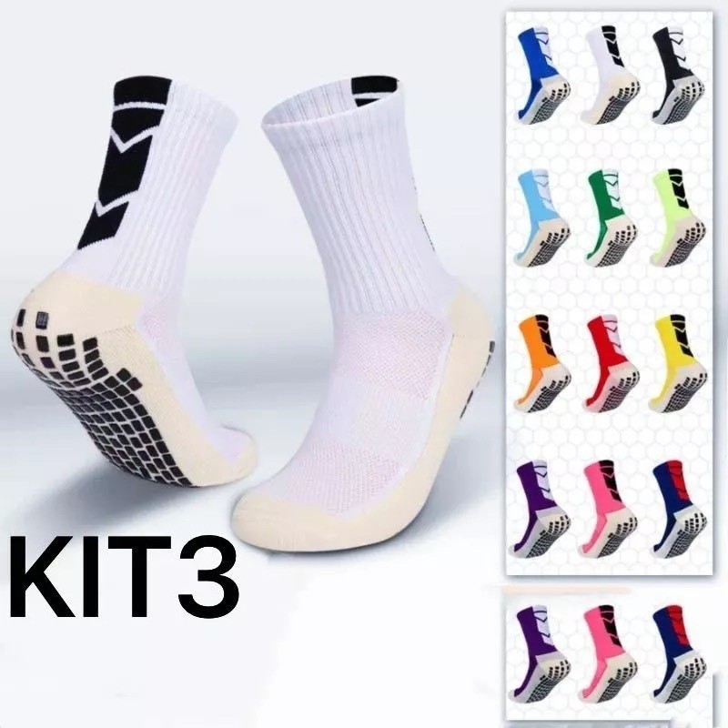 Kit Meia De Futebol Esportiva Detalhes De Seta Antiderrapante