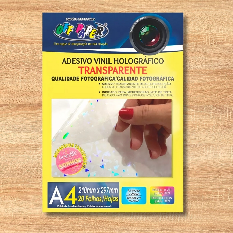 Adesivo Vinil Holográfico Transparente A4 - 20 unidades - Rizzo ...