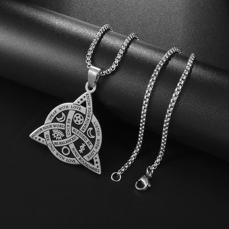 Colar Celta Trindade Nó Pingente Wicca Aço Inoxidável