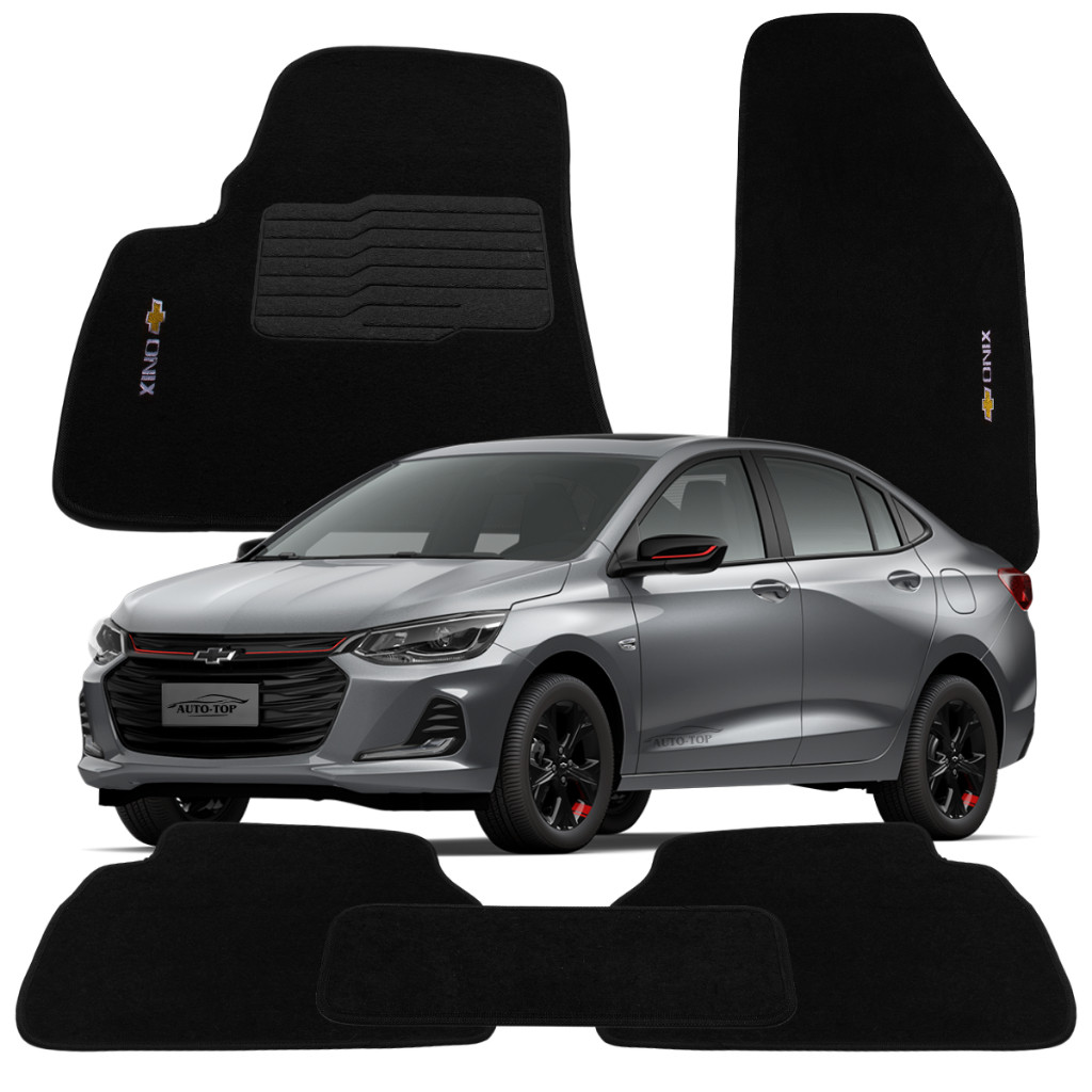 Jogo Tapete Carpete Preto Carro Automotivo GM Chevrolet Onix Plus Turbo ...