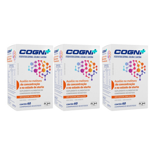 Kit 3 Cogni+ 60 Comprimidos Foco Concentração Memória | Shopee Brasil